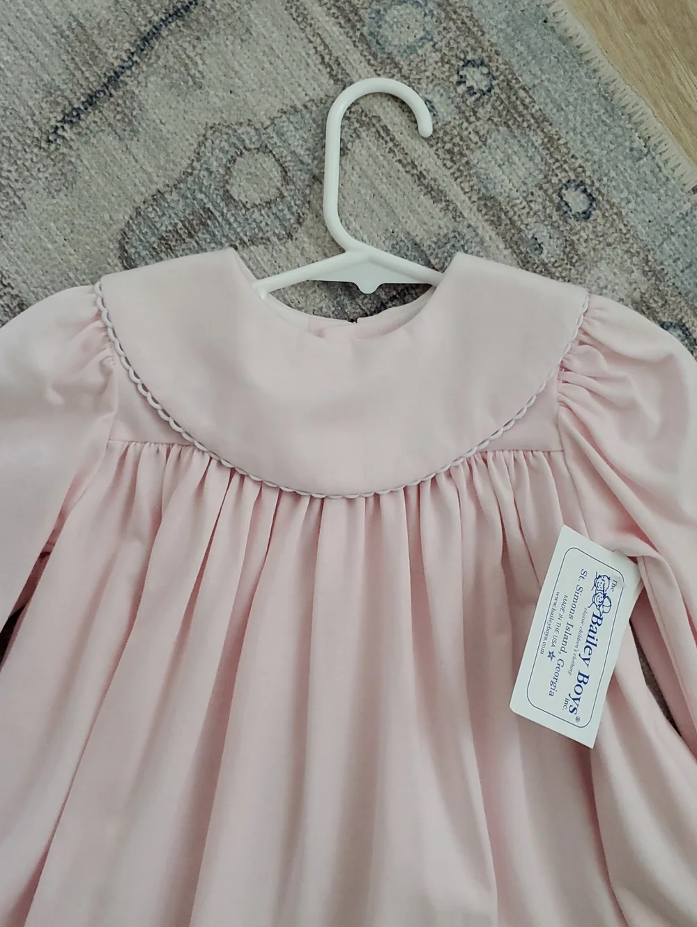 NWT The Bailey Boys Light Pink Long Sleeve Classic Collared Dress Sz24m
